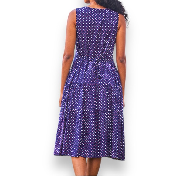 April Cornell Ditsy Daisy Dropwaist Dress Navy Size Small - Picture 6 of 9